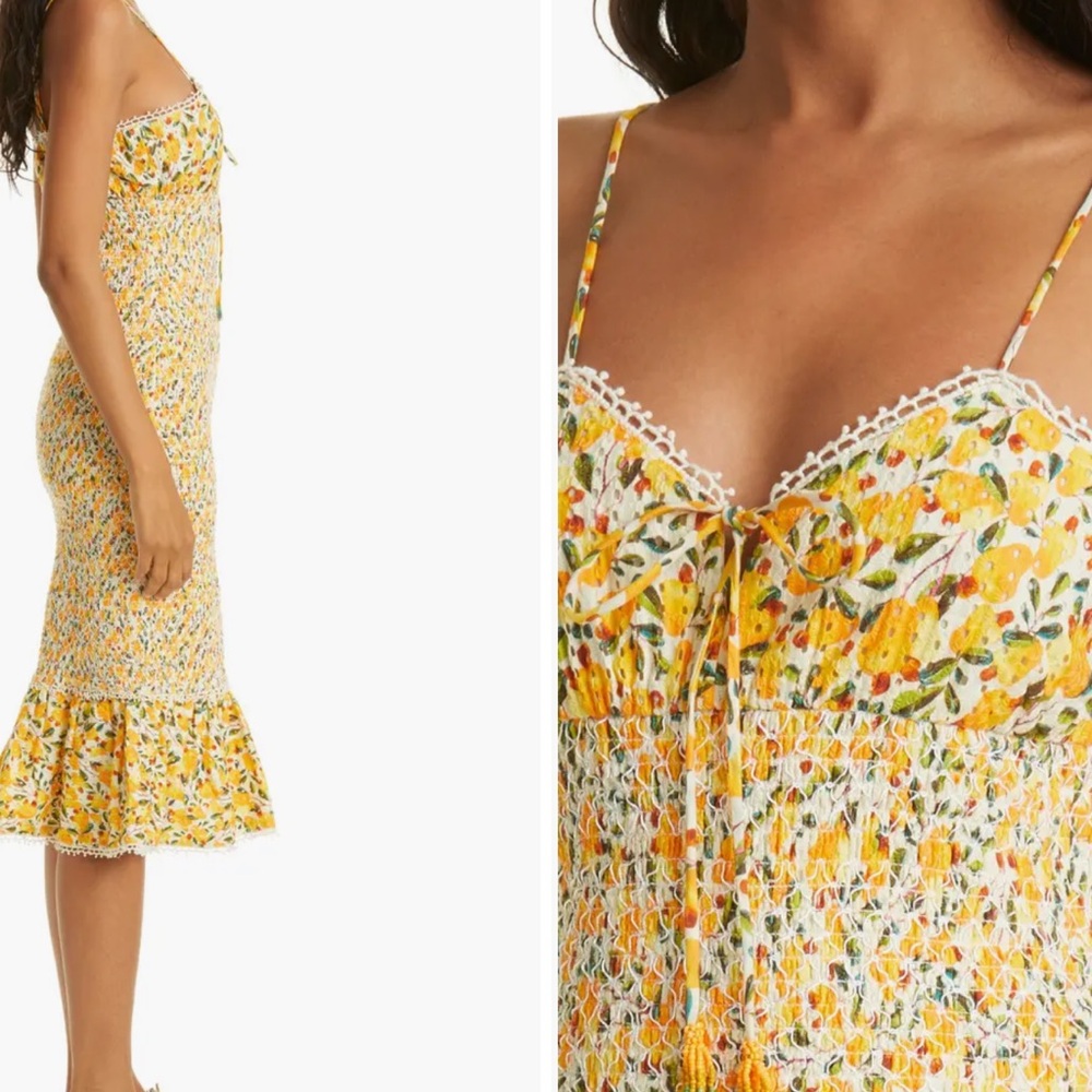 FARM Rio - OFF WHITE CASHEW MIDI DRESS (brand new with tags) size L